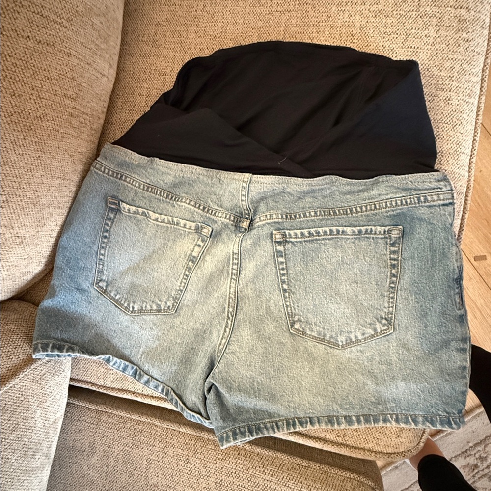 Isabel Maternity by Ingrid & Isabel Light Blue Jean Shorts - Picture 2 of 3